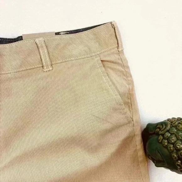 NWT G.H. Bass Co Tan Pinstripe Stretch Long Bermuda Chino Walking Short Size 14 - Picture 5 of 14